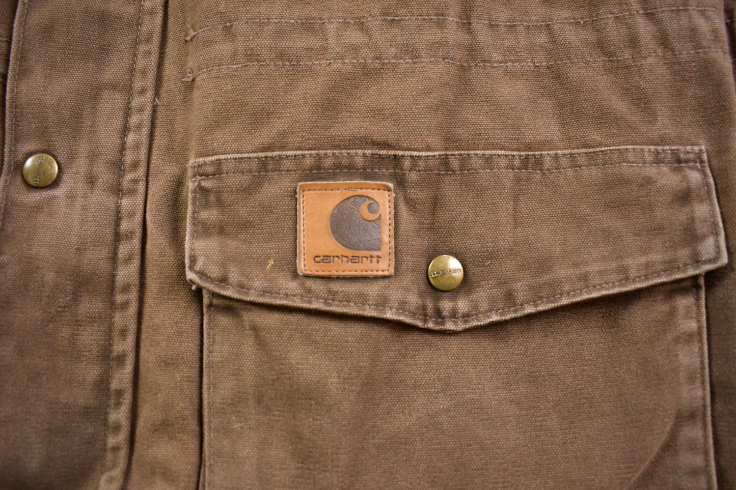 Vintage 1990s Carhartt Diomond Quilt Lined Chore Coat Men's 2XL from propervintagecanada