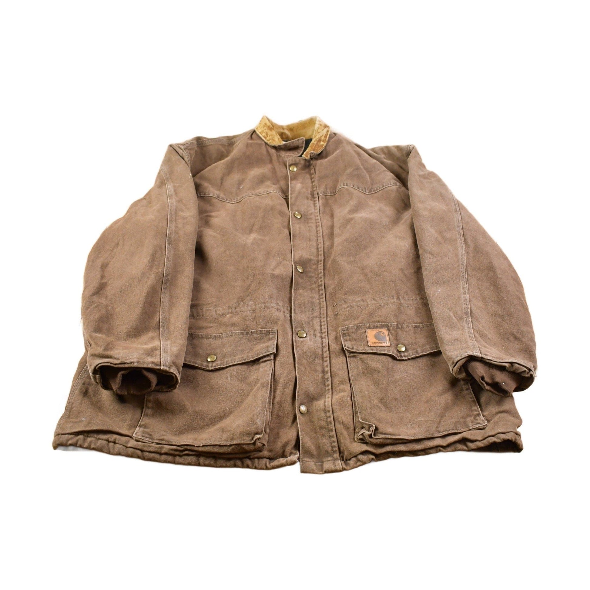 Vintage 1990s Carhartt Diomond Quilt Lined Chore Coat Men's 2XL from propervintagecanada