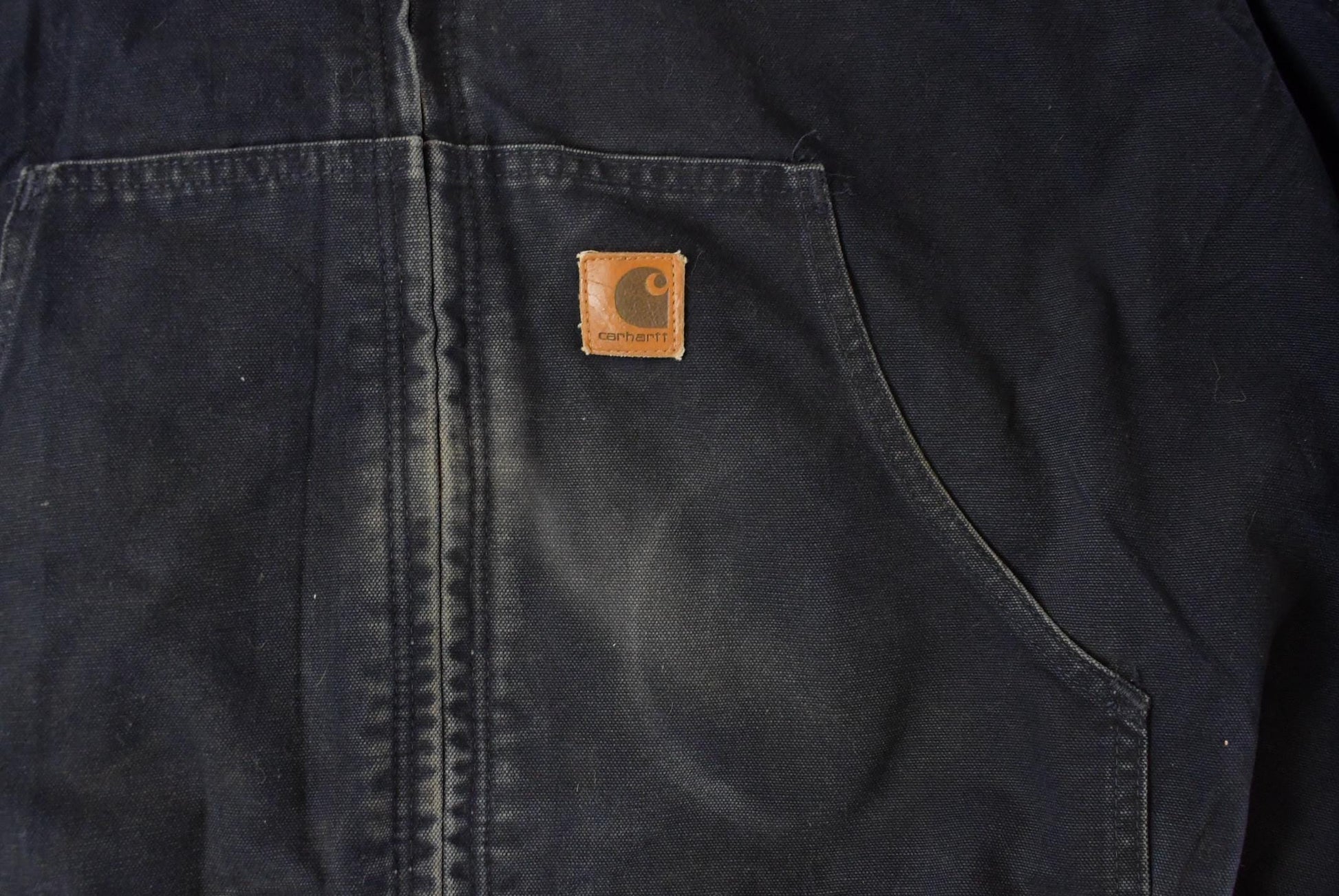 Vintage 1990s Carhartt Distressed Canvas Hooded Jacket Men's 2XL / Distressed Thrashed Work Wear / 90s Work Jacket from propervintagecanada