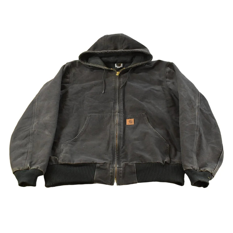 Vintage 1990s Carhartt Distressed Canvas Hooded Jacket Men's L Tall from propervintagecanada