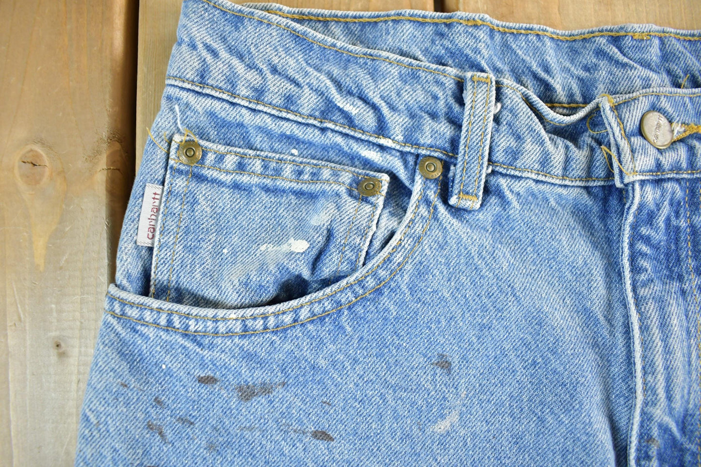 Vintage 1990s Carhartt Distressed Denim Shorts Men's 31 from propervintagecanada