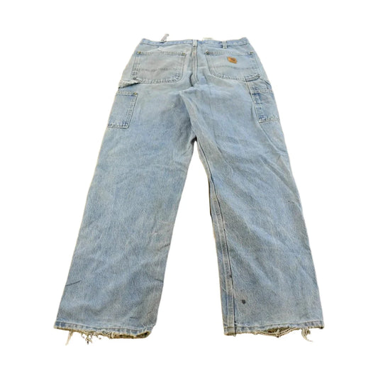 Vintage 1990s Carhartt Distressed Double Knee Denim Work Jeans Men's 31 x 33 from propervintagecanada