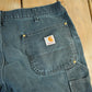Vintage 1990s Carhartt Distressed Double Knee Denim Work Jeans Men's Large 36 x 30 from propervintagecanada