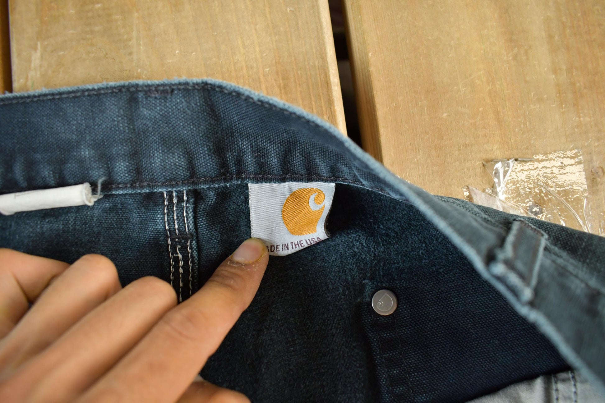 Vintage 1990s Carhartt Distressed Double Knee Denim Work Jeans Men's Large 36 x 30 from propervintagecanada