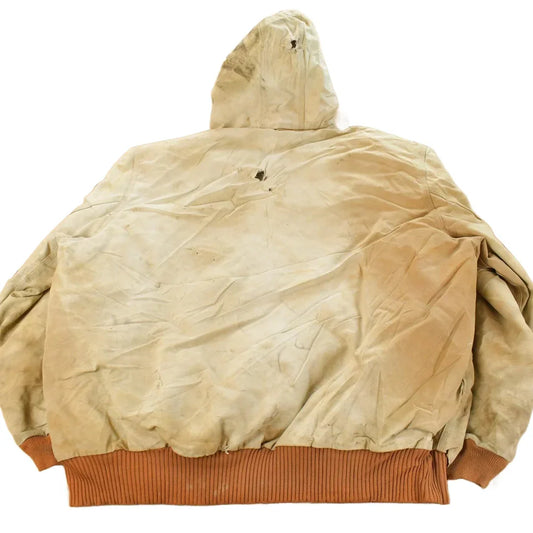 Vintage 1990s Carhartt Distressed Hooded Jacket Men's 2XL / 90s Workwear Jacket / Canvas Jacket from propervintagecanada