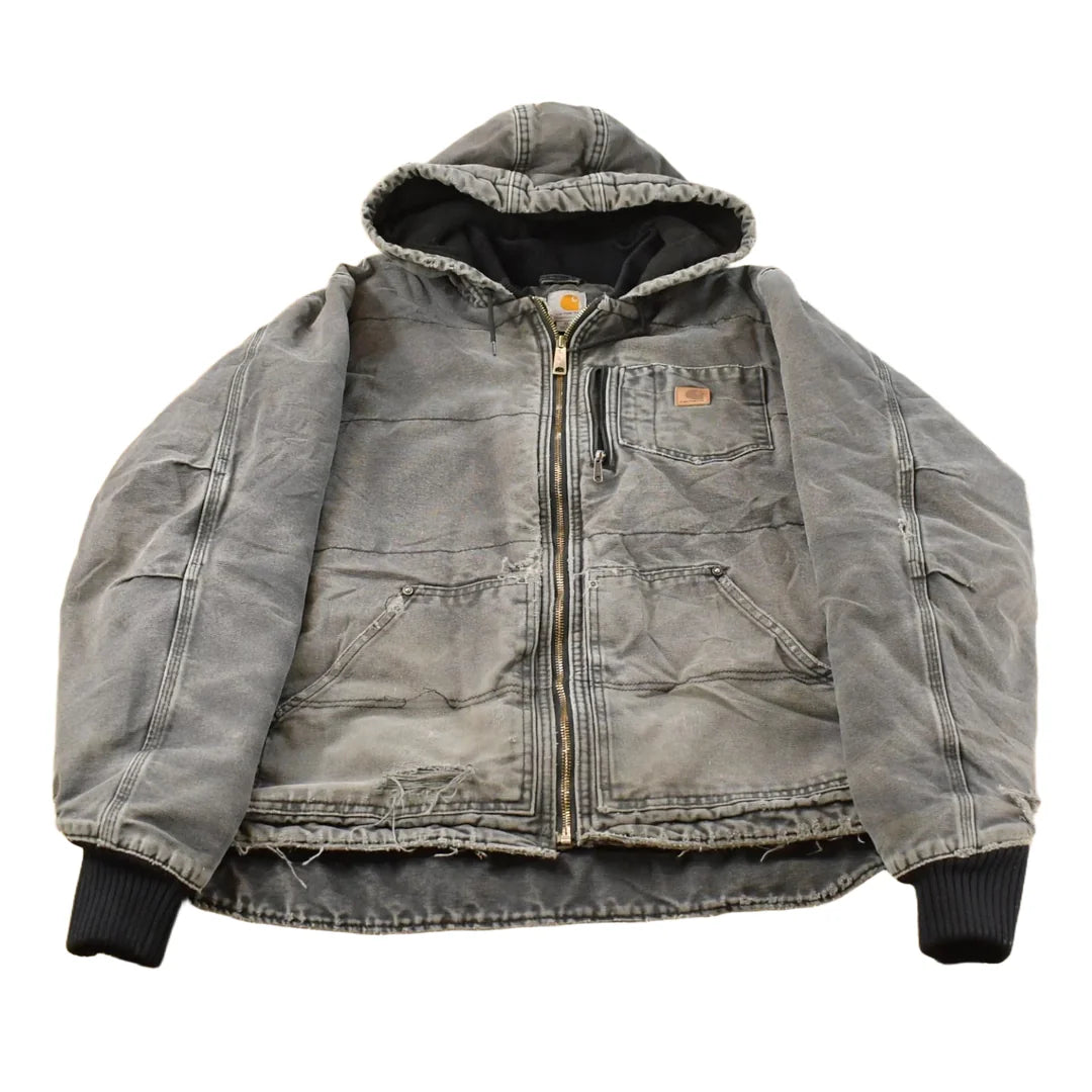 Vintage 1990s Carhartt Distressed Hooded Jacket Men's XL from propervintagecanada