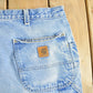 Vintage 1990s Carhartt Distressed Lined Denim Work Jeans Men's 39 x 28 from propervintagecanada