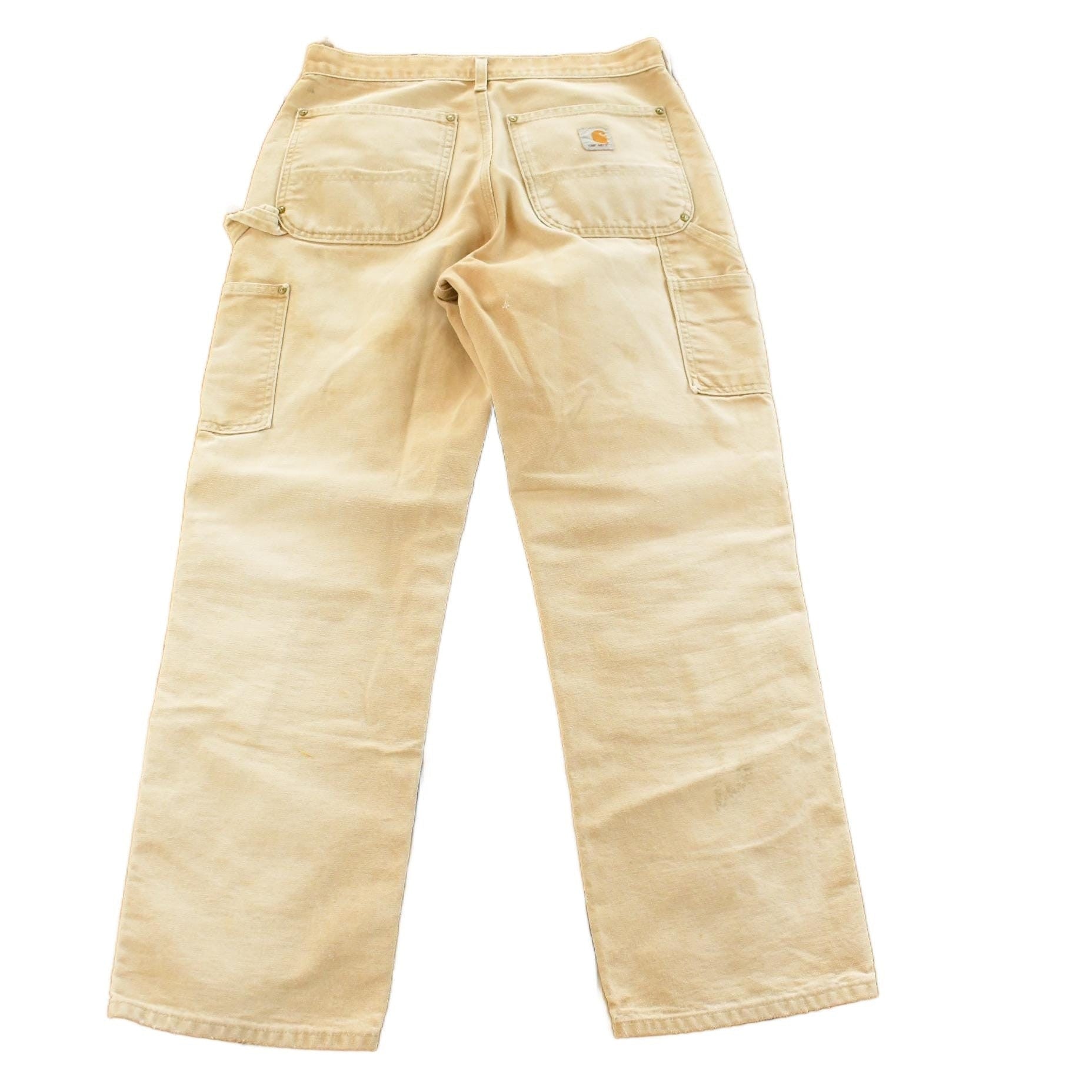 Vintage 1990s Carhartt Distressed Sun Faded Double Knee Pants Men's 30 x 29 from propervintagecanada