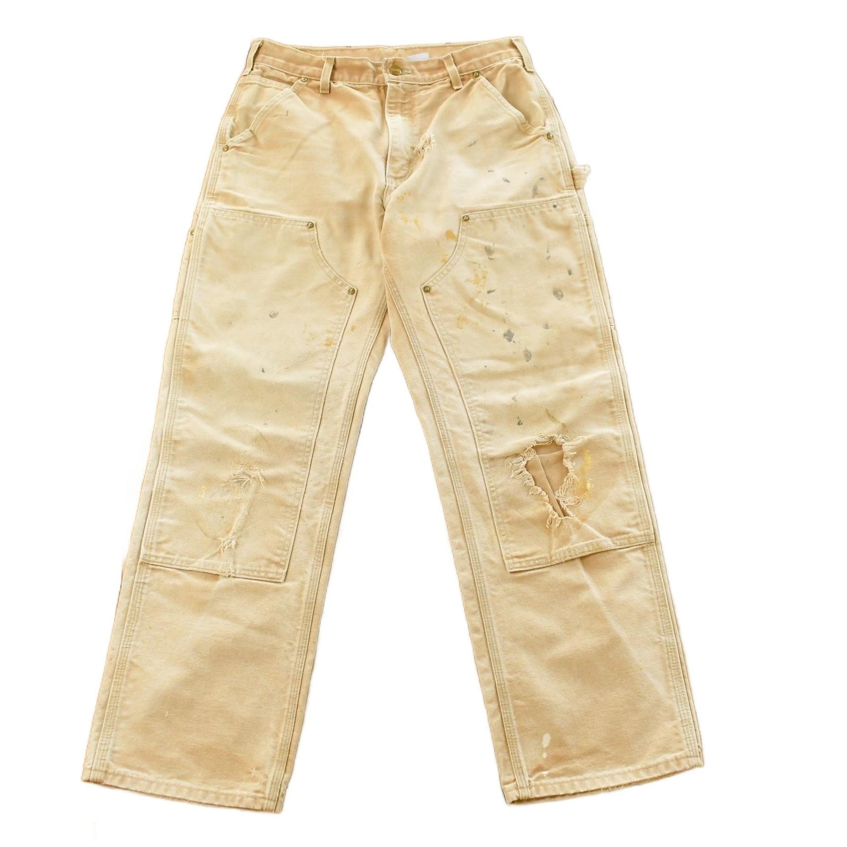 Vintage 1990s Carhartt Distressed Sun Faded Double Knee Pants Men's 30 x 29 from propervintagecanada