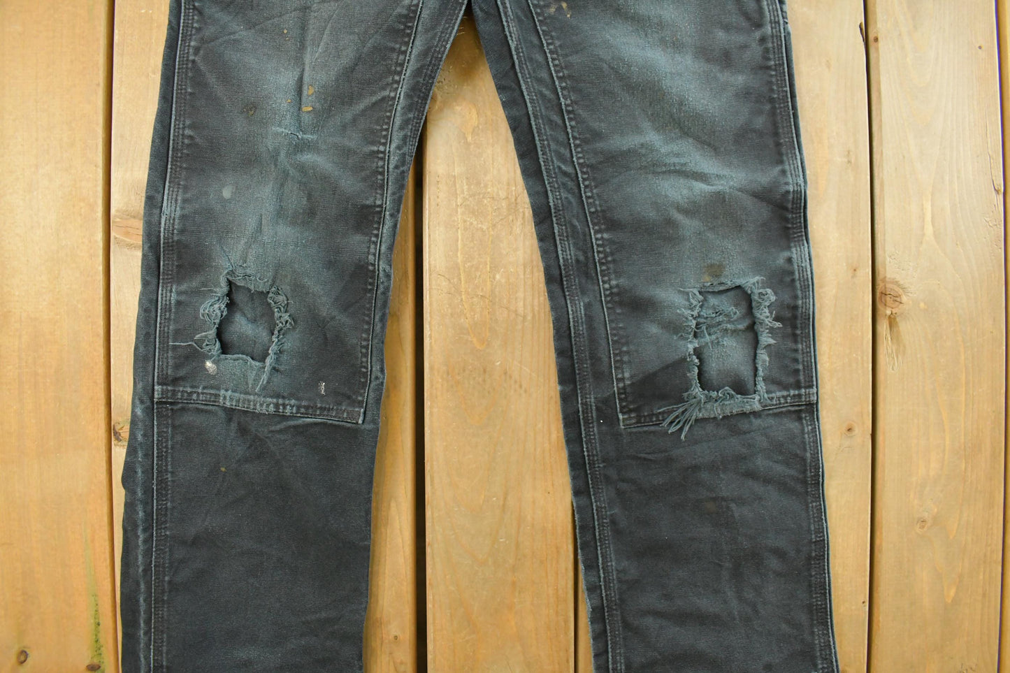 Vintage 1990s Carhartt Distressed Sun Faded Double Knee Pants Men's 31 x 32 from propervintagecanada
