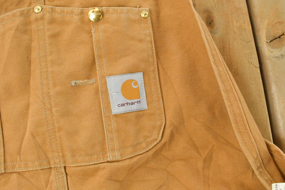 Vintage 1990s Carhartt Double Knee Canvas Bib Overalls Men's 46 x 31 from propervintagecanada