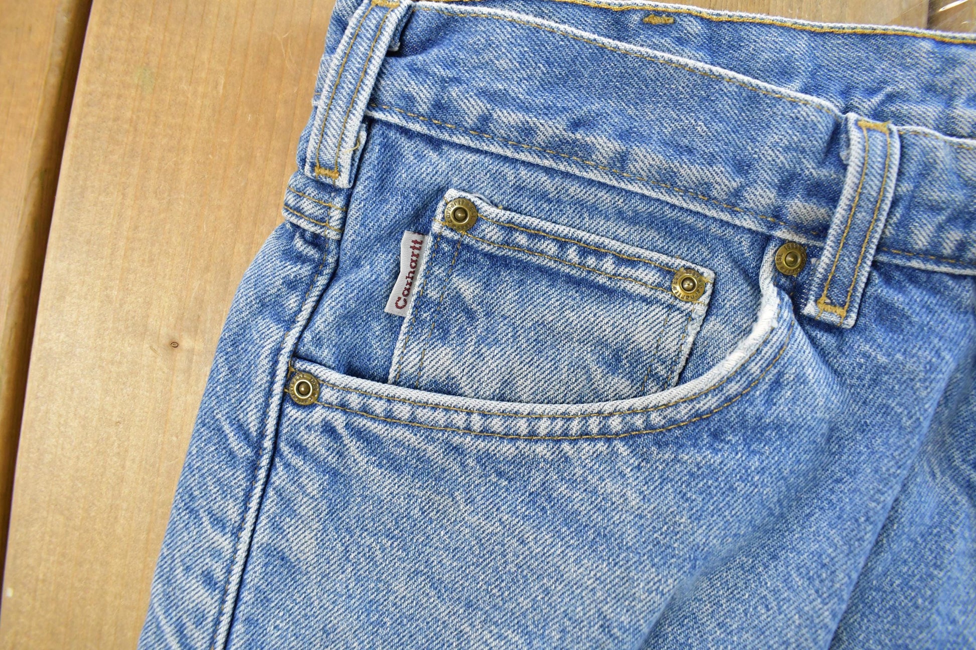 Vintage 1990s Carhartt Flannel Lined Denim Jeans Men's 34 x 31 from propervintagecanada