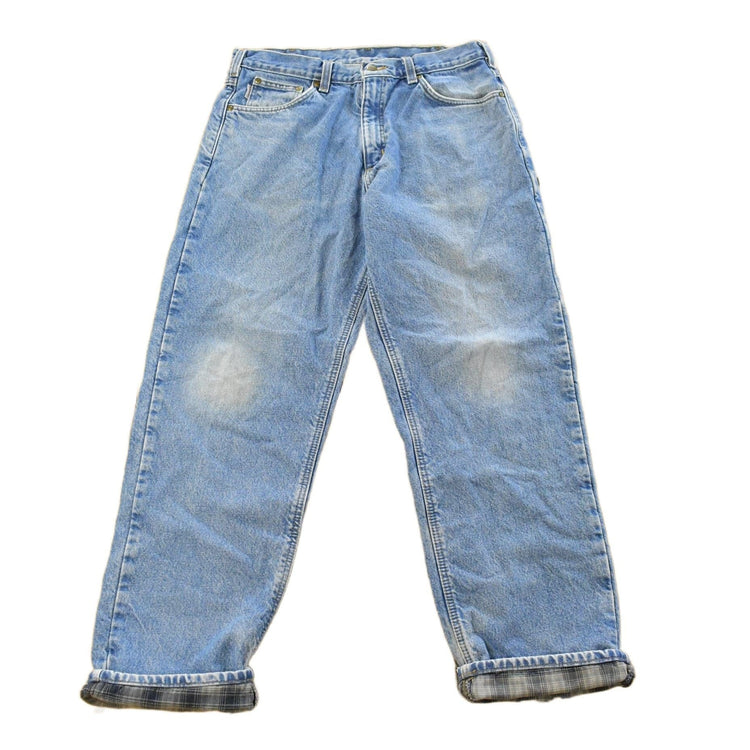 Vintage 1990s Carhartt Flannel Lined Denim Jeans Men's 34 x 31 from propervintagecanada