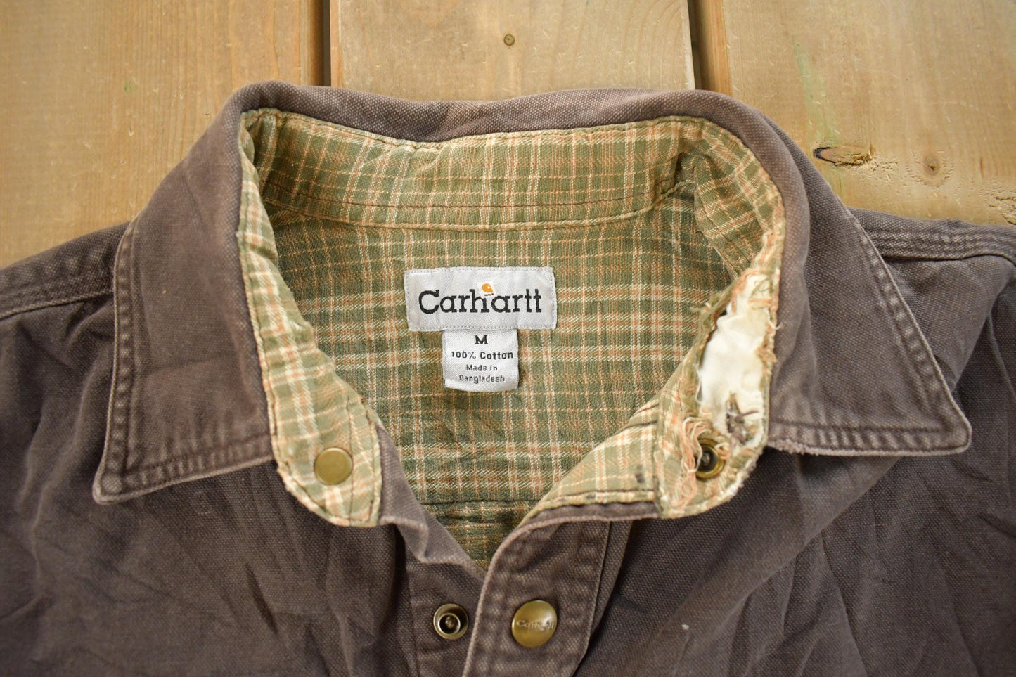 Vintage 1990s Carhartt Flannel Lined Shirt Men's Medium from propervintagecanada