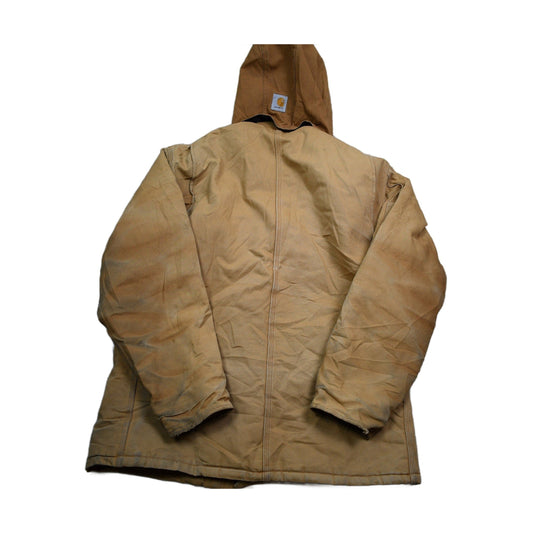 Vintage 1990s Carhartt Full Zip Detachable Hood Chore Coat / Streetwear Fashion / Distressed Carhartt / Hooded Canvas Bomber Jacket from propervintagecanada