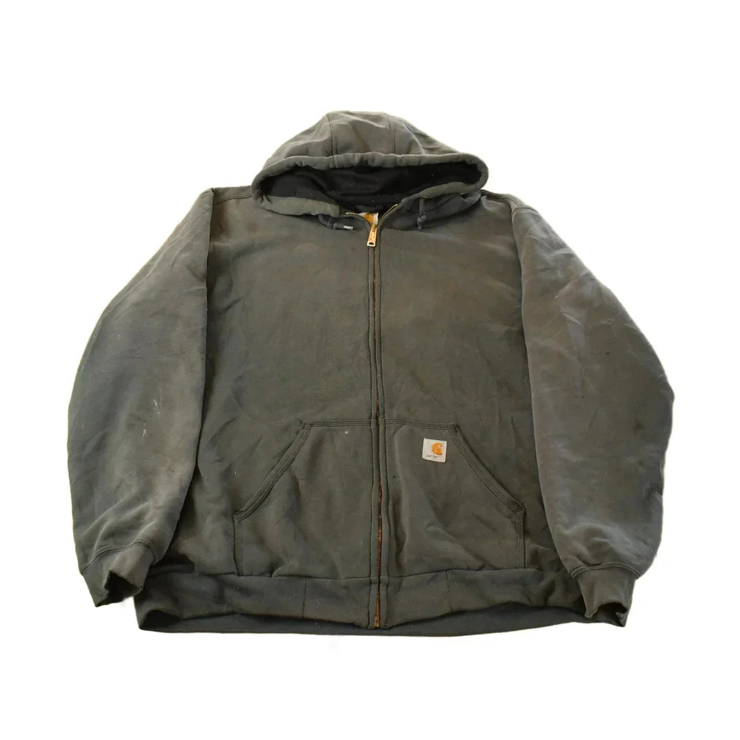 Vintage 1990s Carhartt Full Zip Thermal Lined Hoodie Jacket Men's XL Tall from propervintagecanada