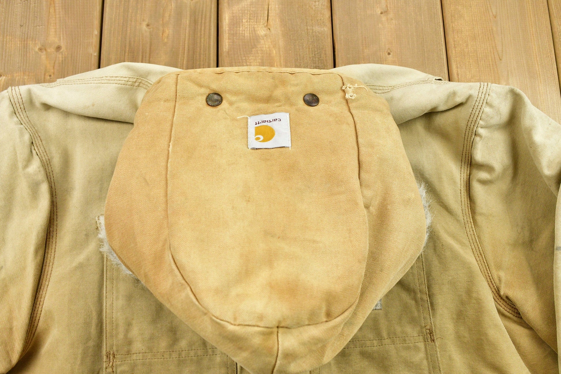 Vintage 1990s Carhartt Fur hood Full Zip Winter Workwear Chore Coat Men's XL from propervintagecanada