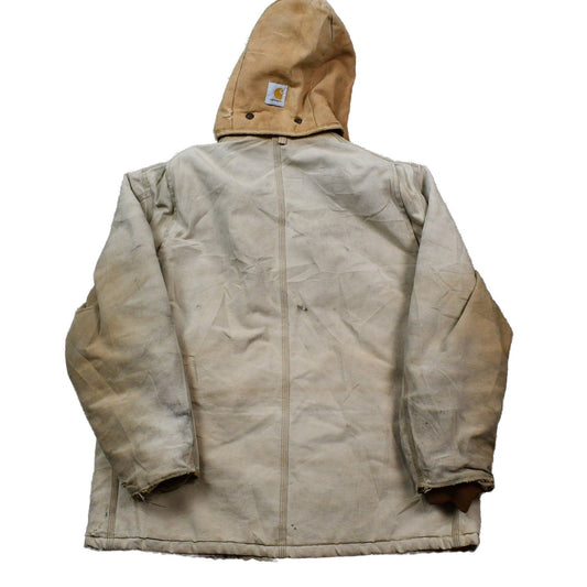 Vintage 1990s Carhartt Fur hood Full Zip Winter Workwear Chore Coat Men's XL