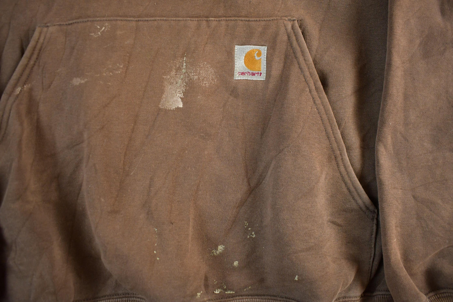 Vintage 1990s Carhartt Heavyweight Paint Distressed Hoodie Men's 2XL from propervintagecanada