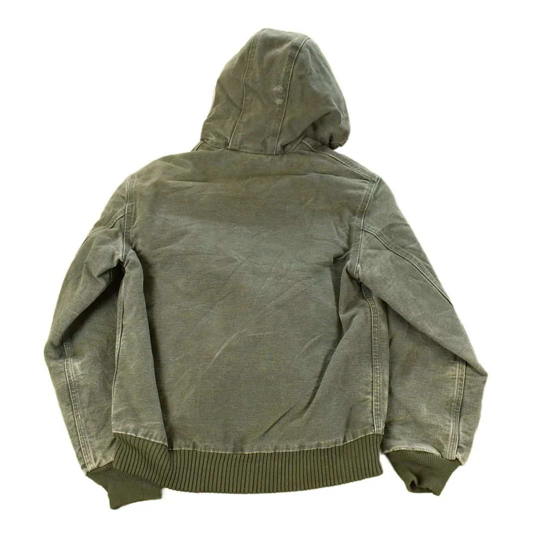 Vintage 1990s Carhartt Hooded Distressed Work Jacket Youth Large from propervintagecanada