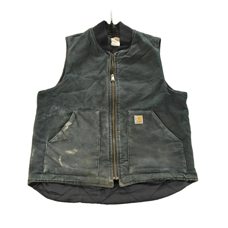 Vintage 1990s Carhartt Jacket Vest Mens Large Tall / 90s Workwear / Sun Faded Distressed Coat / USA Americana from propervintagecanada