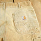 Vintage 1990s Carhartt Paint Distressed Double Knee Denim Work Jeans Men's Medium 34 x 29 from propervintagecanada