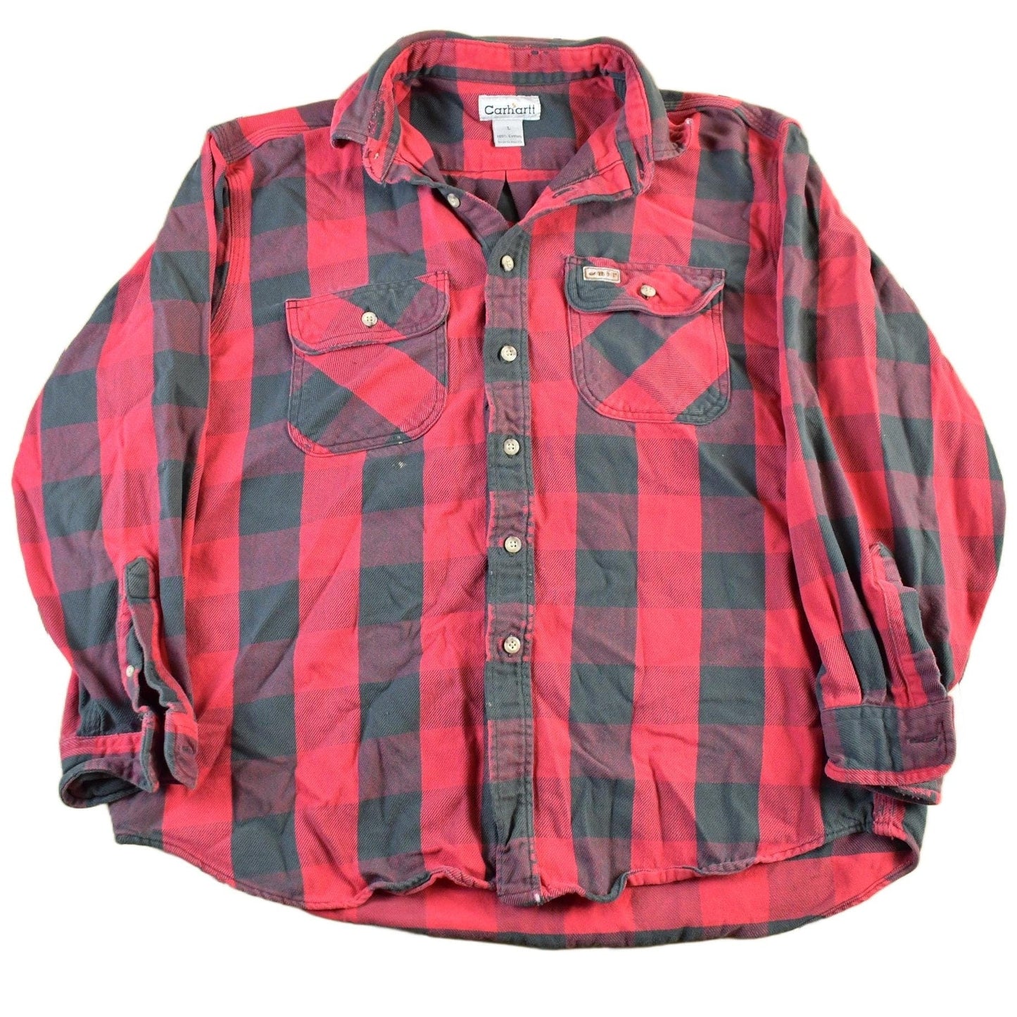 Vintage 1990s Carhartt Plaid Button Up Flannel Shirt Men's XL from propervintagecanada