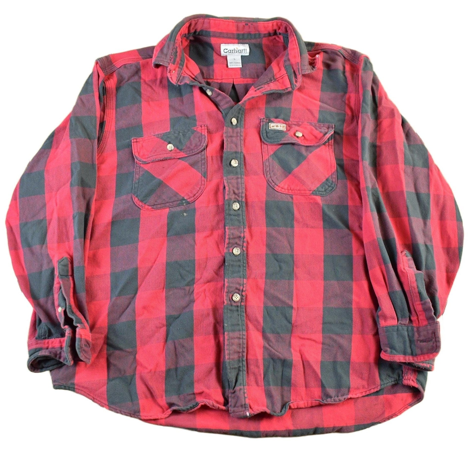 Vintage 1990s Carhartt Plaid Button Up Flannel Shirt Men's XL from propervintagecanada