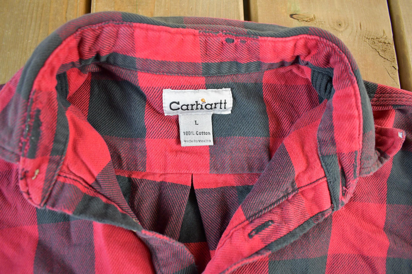 Vintage 1990s Carhartt Plaid Button Up Flannel Shirt Men's XL from propervintagecanada