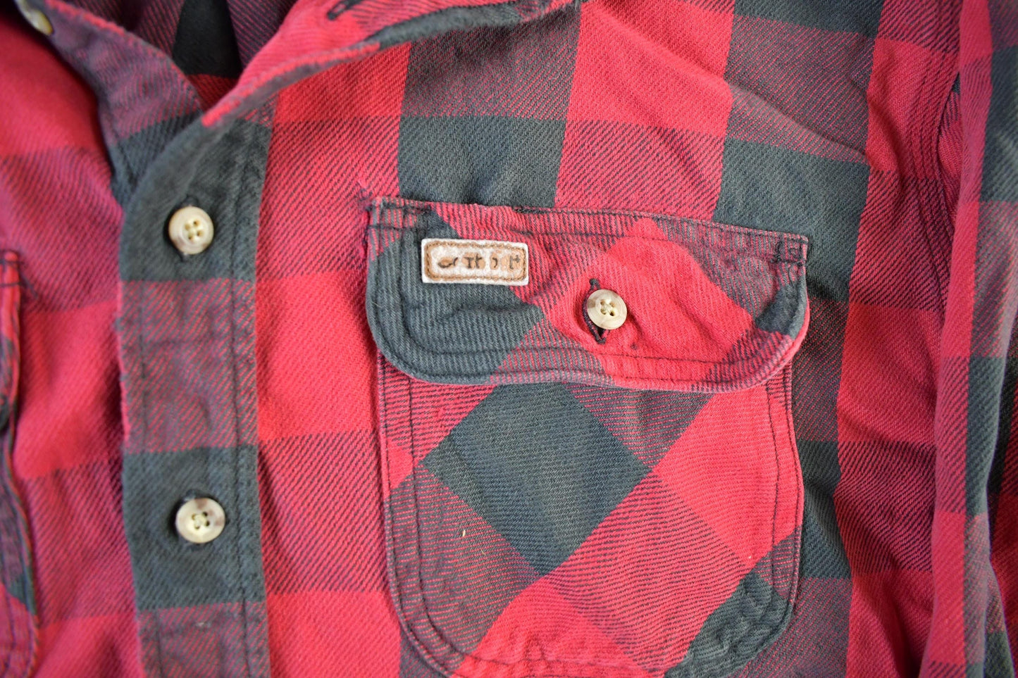 Vintage 1990s Carhartt Plaid Button Up Flannel Shirt Men's XL from propervintagecanada