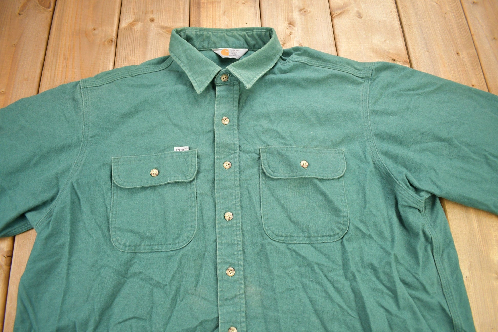 Vintage 1990s Carhartt Rugged Outdoor Wear Button Up Shirt Men's 2XL from propervintagecanada