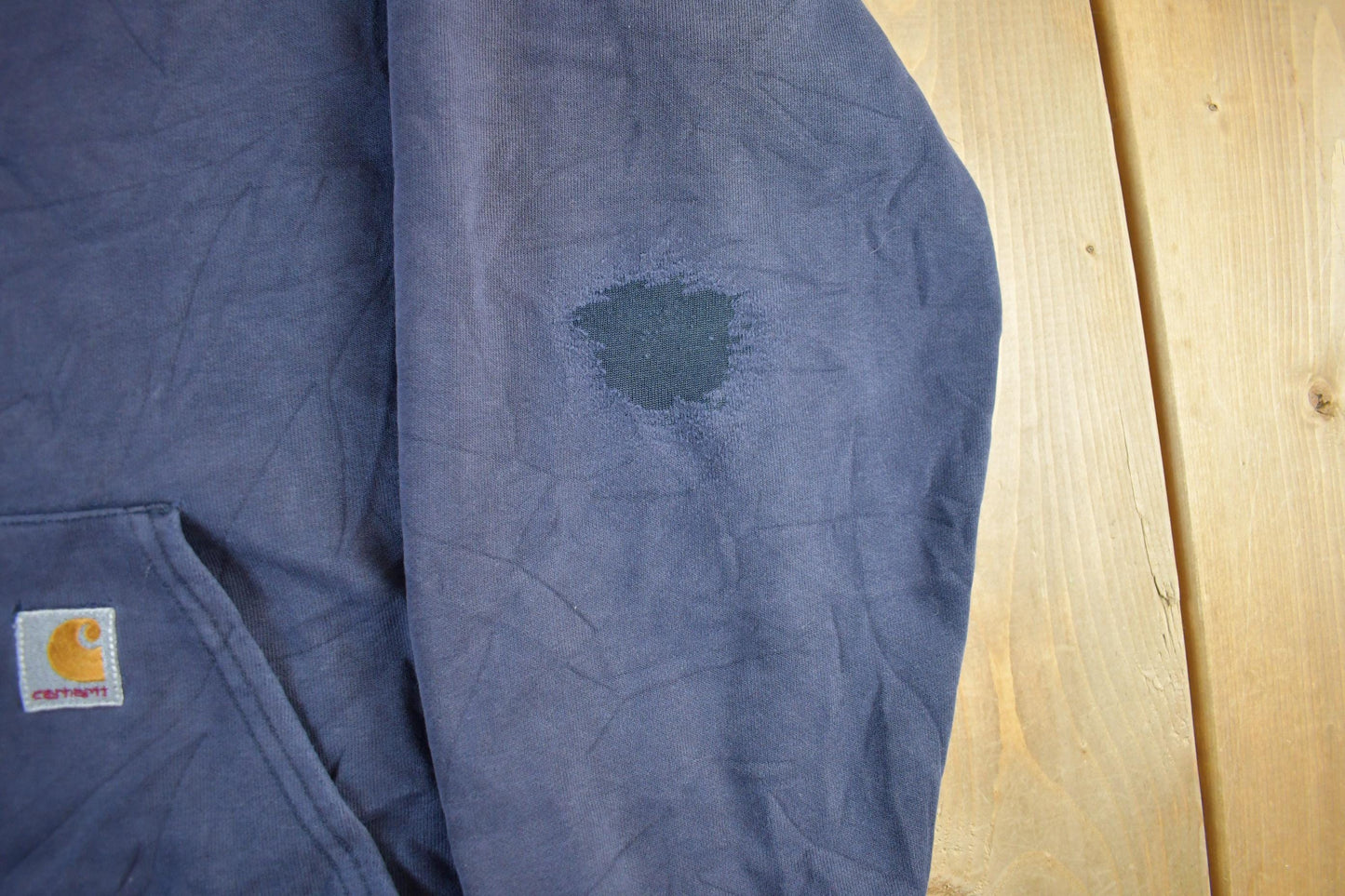Vintage 1990s Carhartt Sun Faded Distressed Zip Up Hoodie Men's Large from propervintagecanada