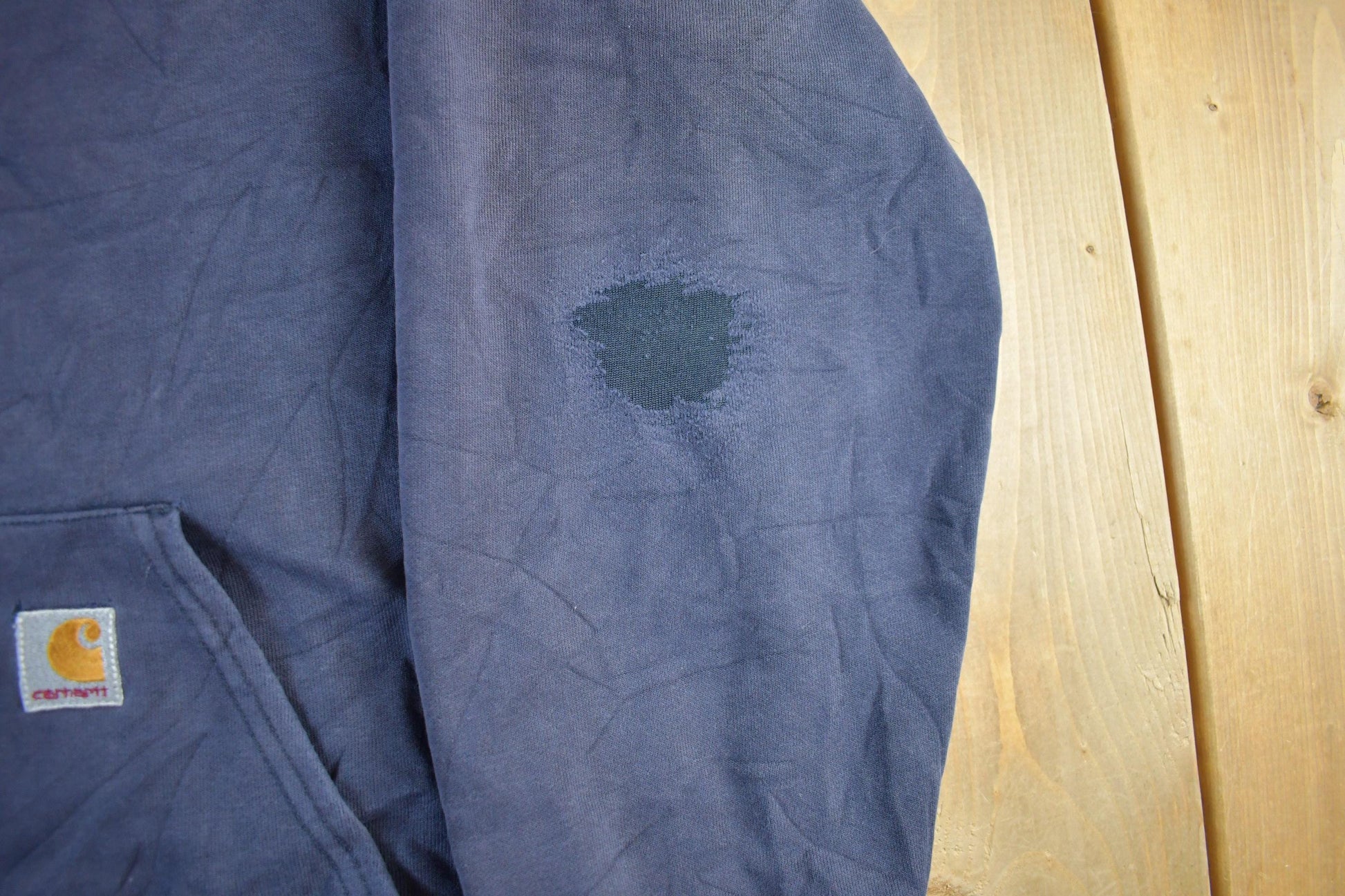 Vintage 1990s Carhartt Sun Faded Distressed Zip Up Hoodie Men's Large from propervintagecanada