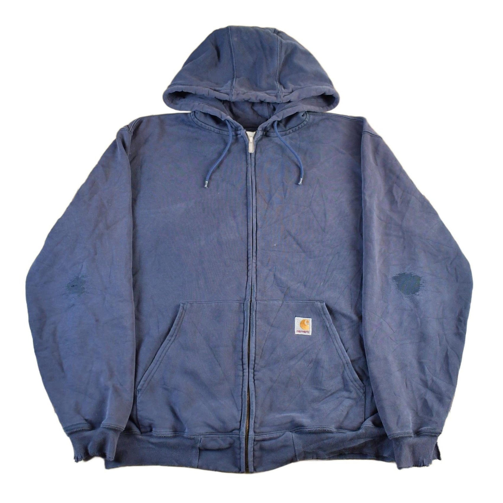Vintage 1990s Carhartt Sun Faded Distressed Zip Up Hoodie Men's Large from propervintagecanada