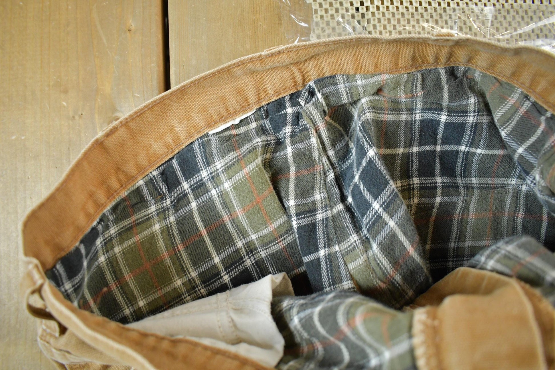 Vintage 1990s Carhartt Tan Canvas Blanket Lined Work Pants Men's Medium 34 x 30 from propervintagecanada