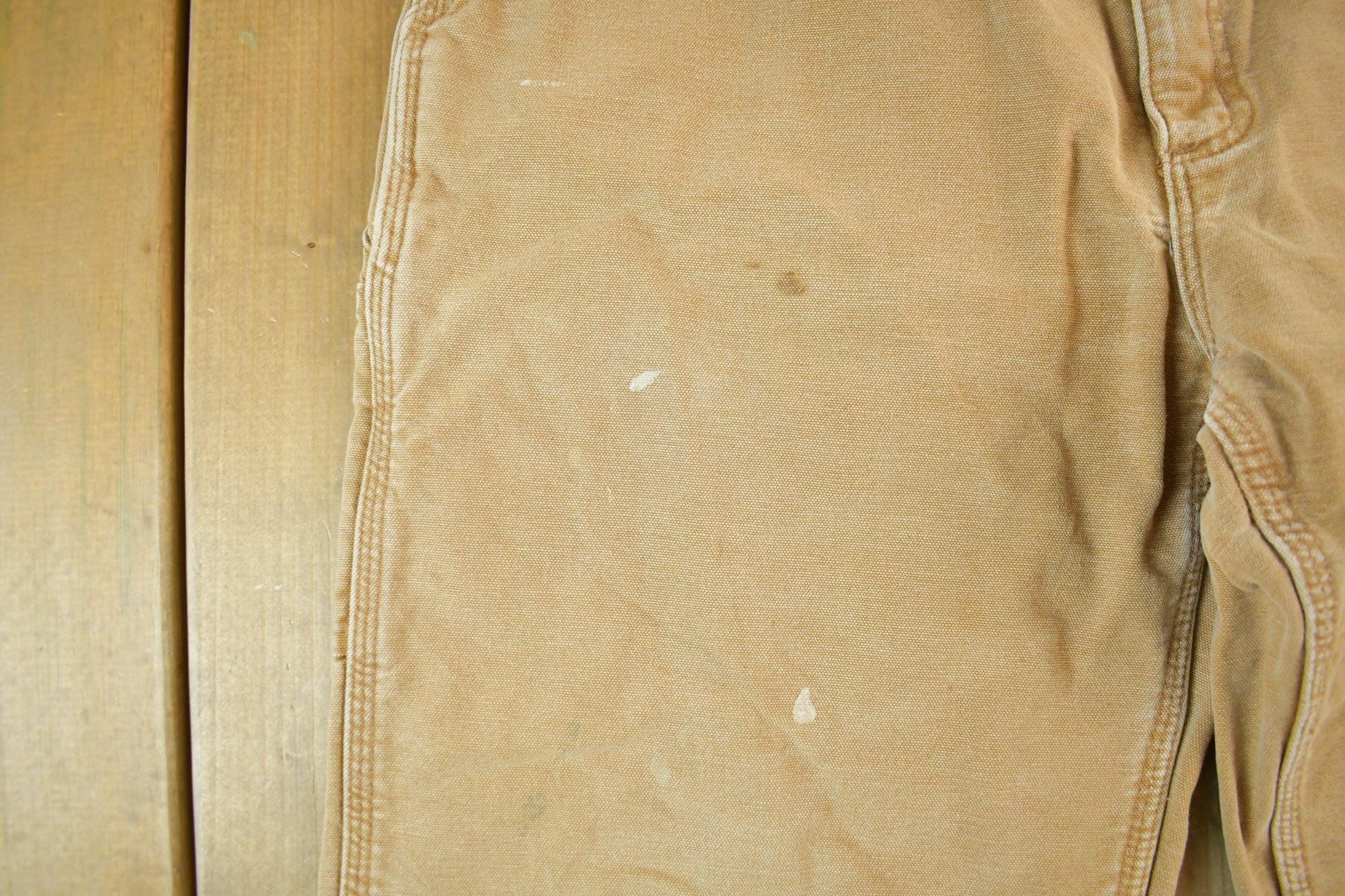 Vintage 1990s Carhartt Tan Canvas Blanket Lined Work Pants Men's Medium 34 x 30 from propervintagecanada