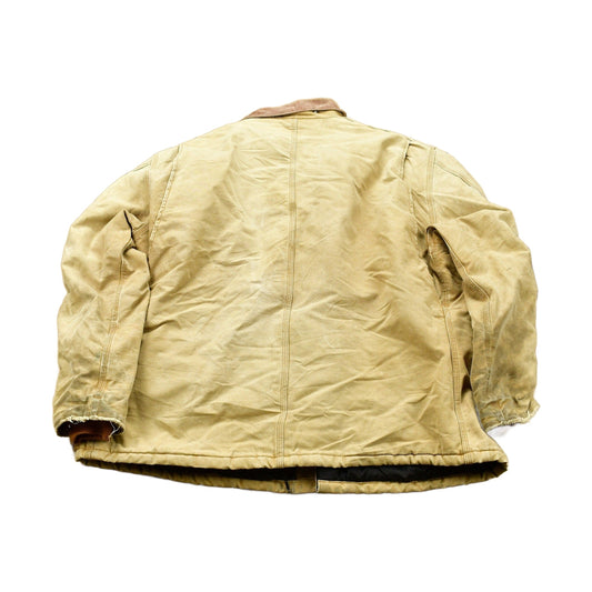 Vintage 1990s Carhartt Tan Chore Coat / Workwear / Streetwear / 90s / Quilt Lined Jacket / Distressed Carhartt / Winter Wear from propervintagecanada