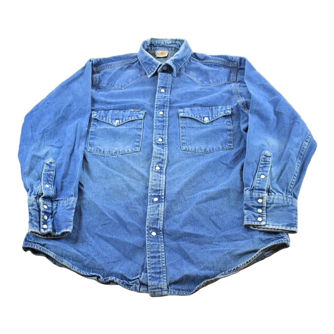 Vintage 1990s Carhartt Western Work Button Up Shirt Mens L from propervintagecanada