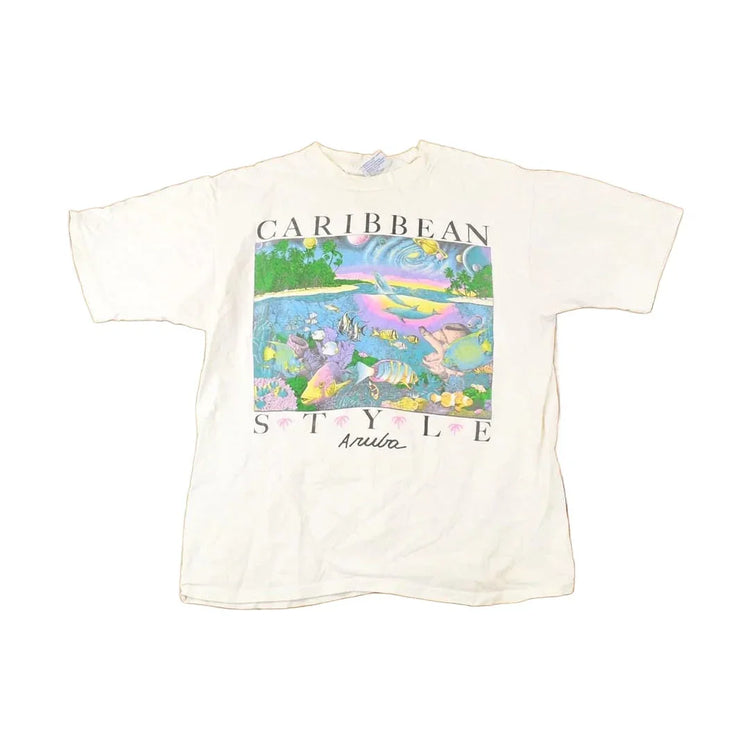 Vintage 1990s Caribbean Style Aruba Souvenir Travel T-Shirt Men's M from propervintagecanada