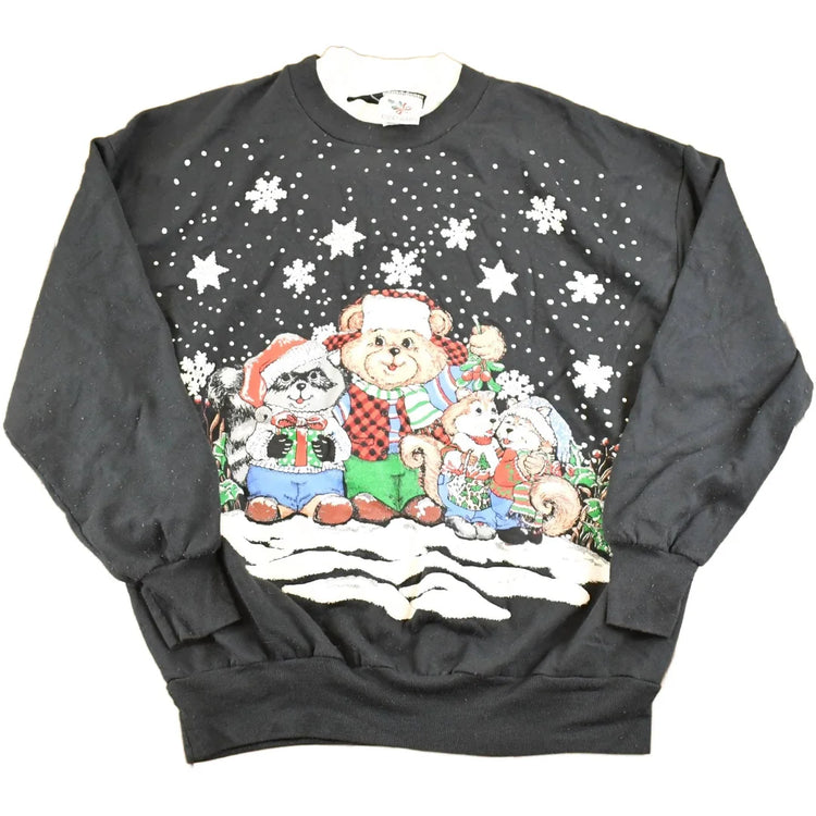 Vintage 1990s Caroling Cute Animals Souvenir Christmas Double Collar Crew Neck Sweatshirt Women's XXL from propervintagecanada