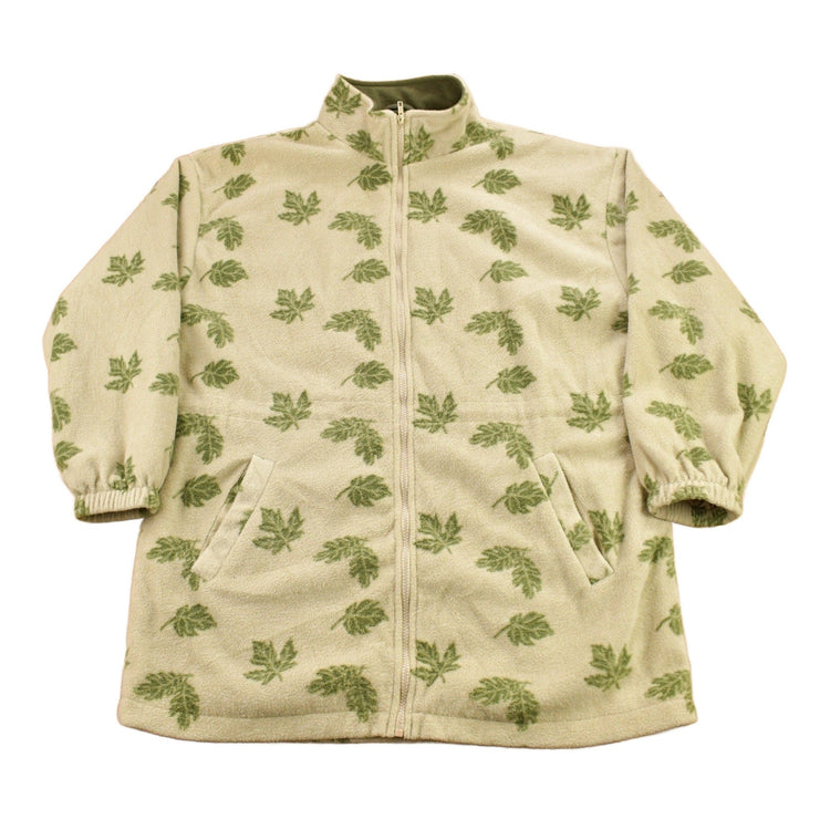 Vintage 1990s Carroll Reed Leaves Theme All Over Print Fleece Sweater Men's Large from propervintagecanada