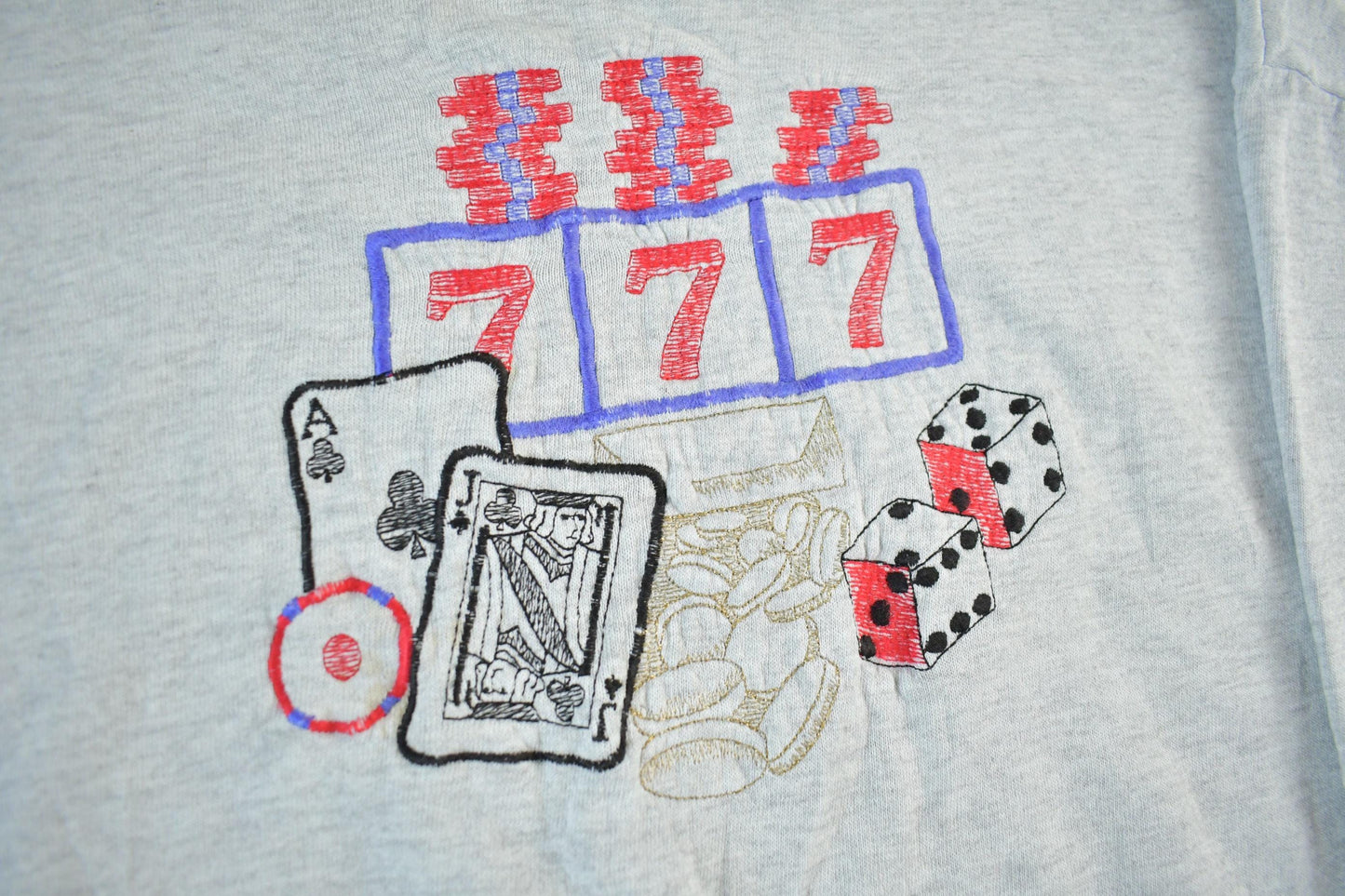 Vintage 1990s Casino Gambling Embroidered Crewneck Sweatshirt Men's Large from propervintagecanada