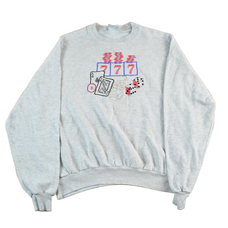 Vintage 1990s Casino Gambling Embroidered Crewneck Sweatshirt Men's Large from propervintagecanada