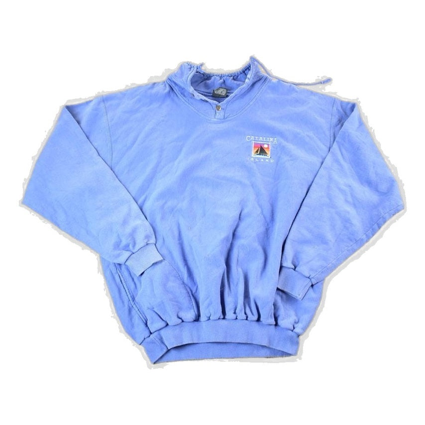 Vintage 1990s Catalina Island Quarter Button Crewneck Sweatshirt Mens XL from propervintagecanada