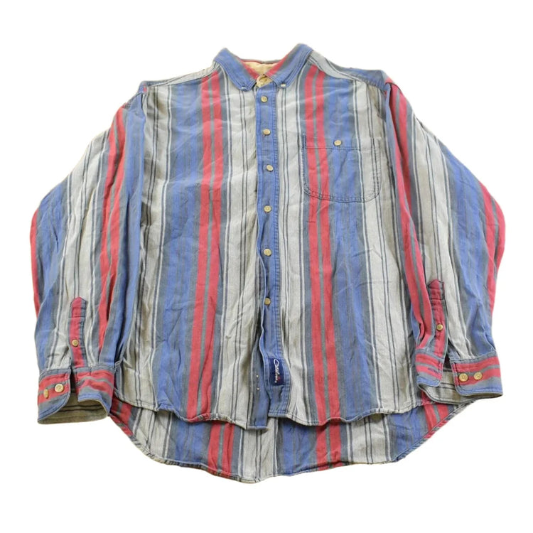 Vintage 1990s Catalina Striped Yachting Button Up Shirt Men's Large from propervintagecanada