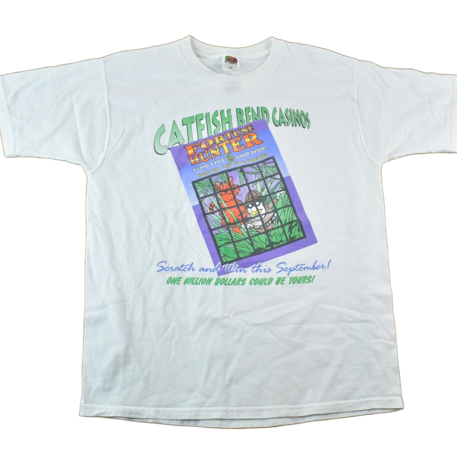 Vintage 1990s Catfish Bend Casinos Souvenir Single Stitch Graphic Print T-Shirt Men's Large from propervintagecanada