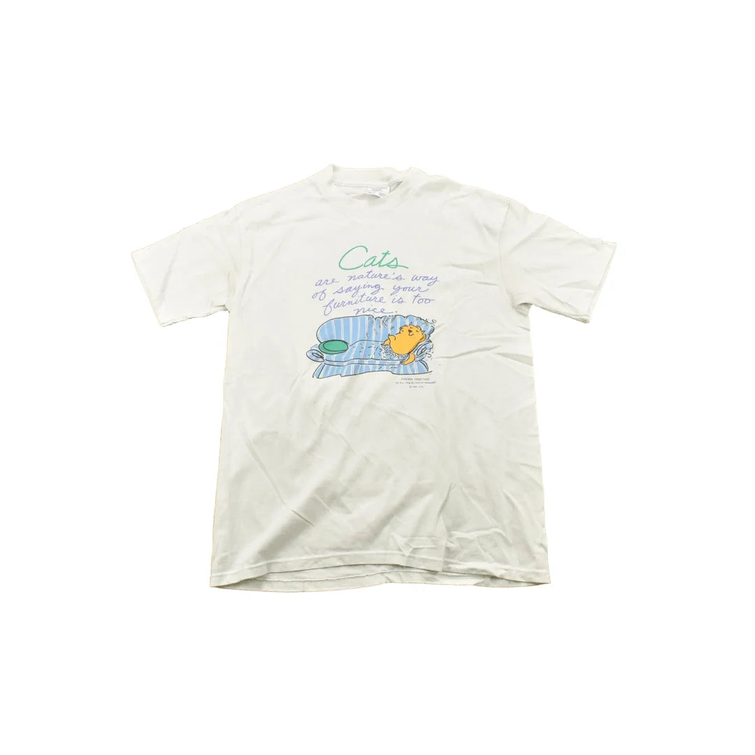 Vintage 1990s "Cats Are Natures Way Of Saying Your Furniture Is Too Nice" Graphic T-Shirt from propervintagecanada