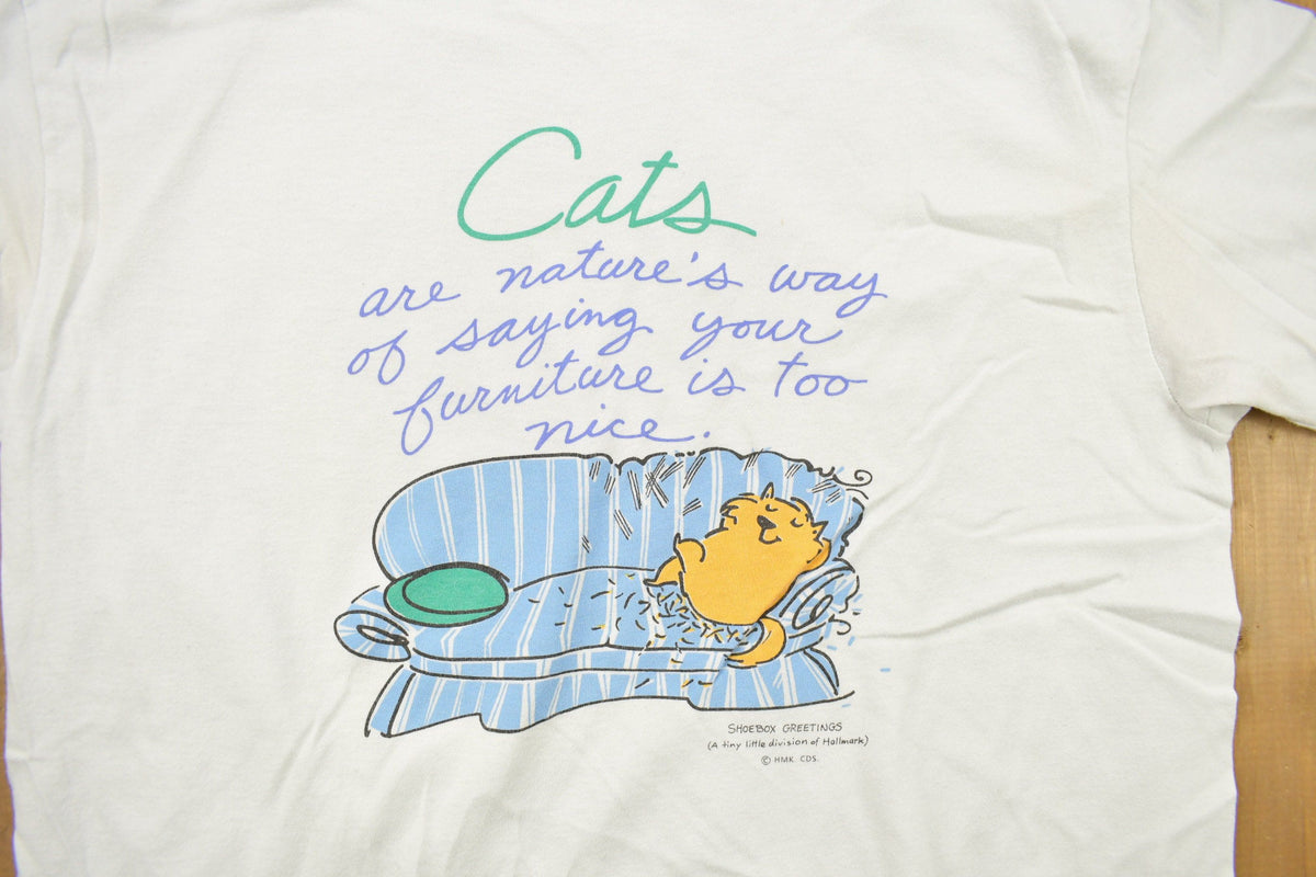 Vintage 1990s "Cats Are Natures Way Of Saying Your Furniture Is Too Nice" Graphic T-Shirt from propervintagecanada