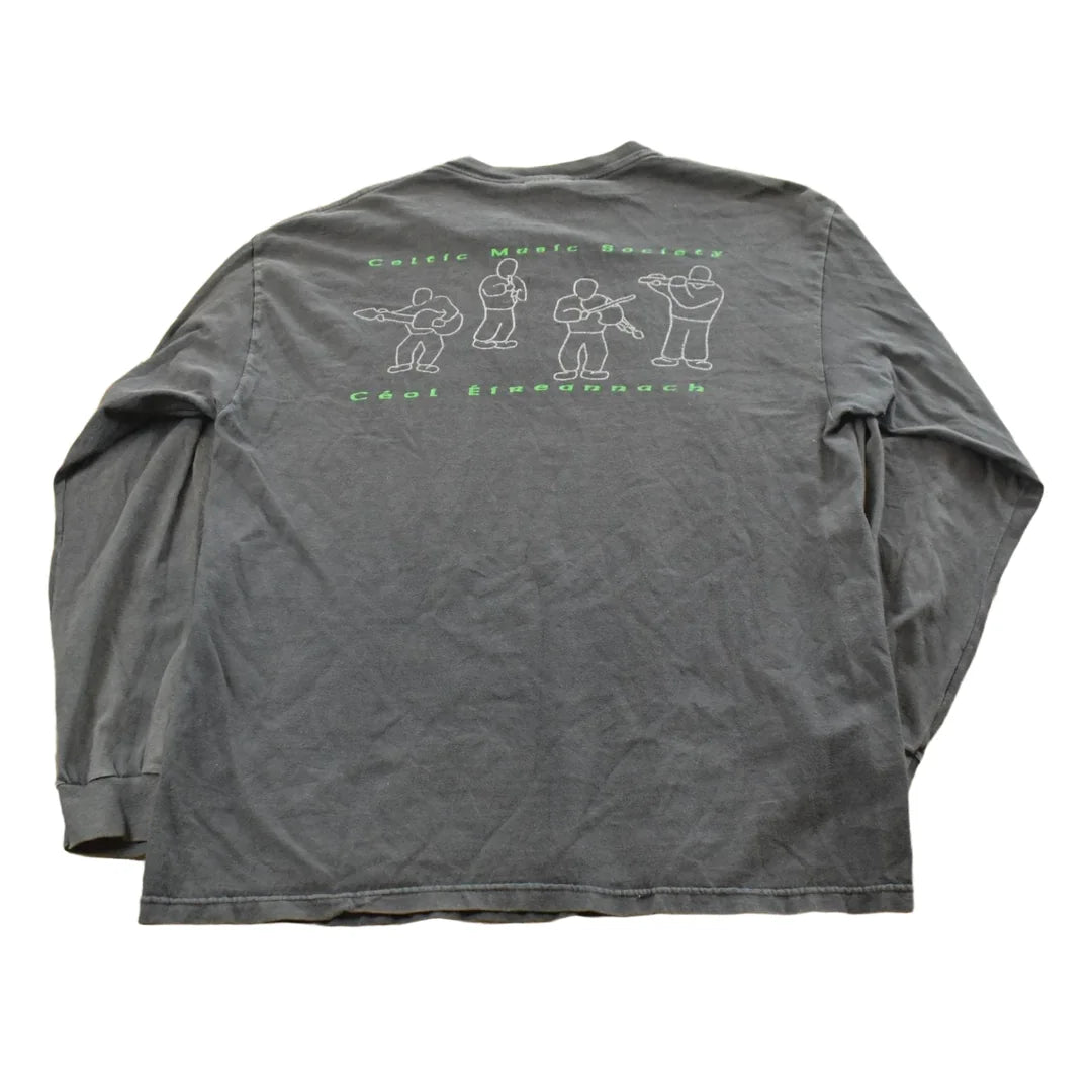 Vintage 1990s Celtic Music Society Long Sleeve Graphic T Shirt Mens L from propervintagecanada