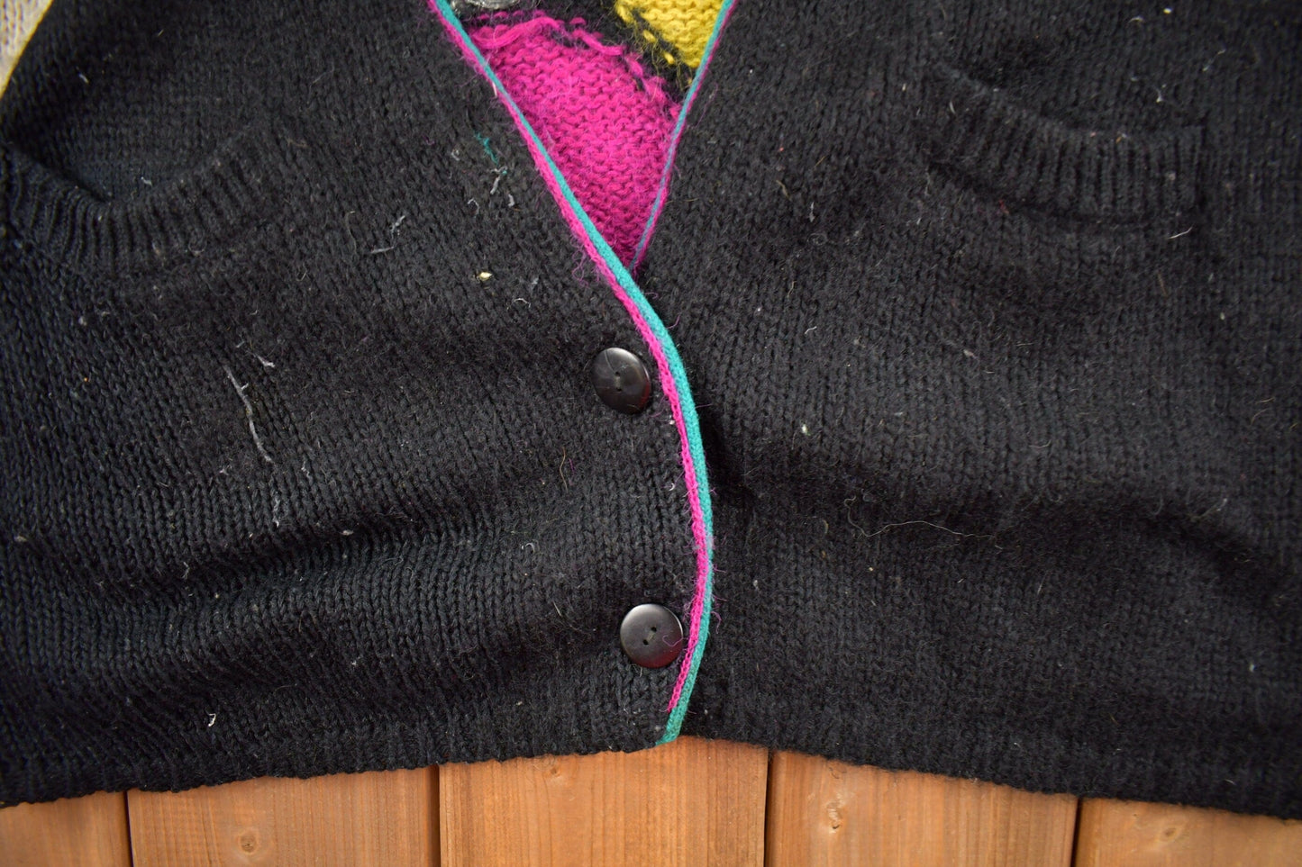 Vintage 1990s Cervelle Abstract Pattern Knit Cardigan Sweater Men's XL from propervintagecanada